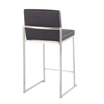 Fuji - Contemporary, High Back Barstool (Set of 3) - Black