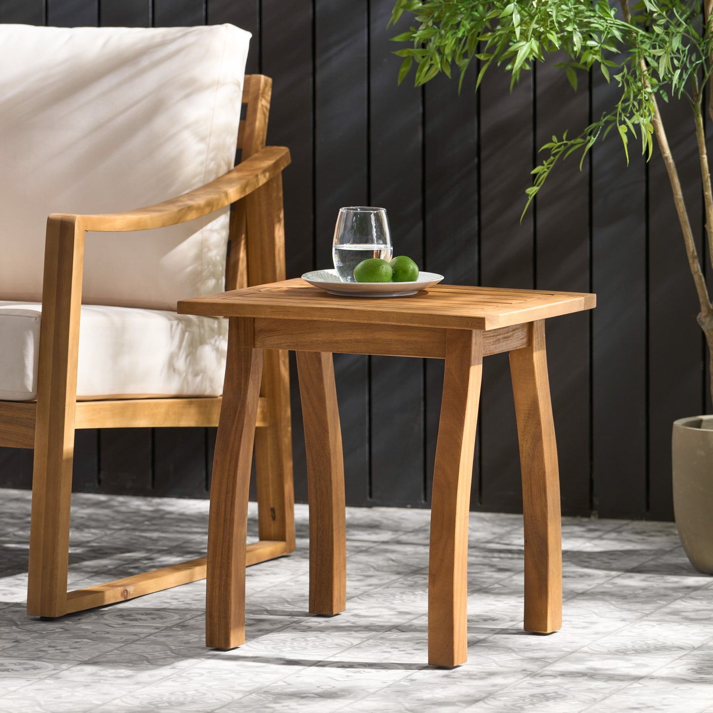 Kinesis - Outdoor Side Table With Slatted Top And Wood Frame - Teak