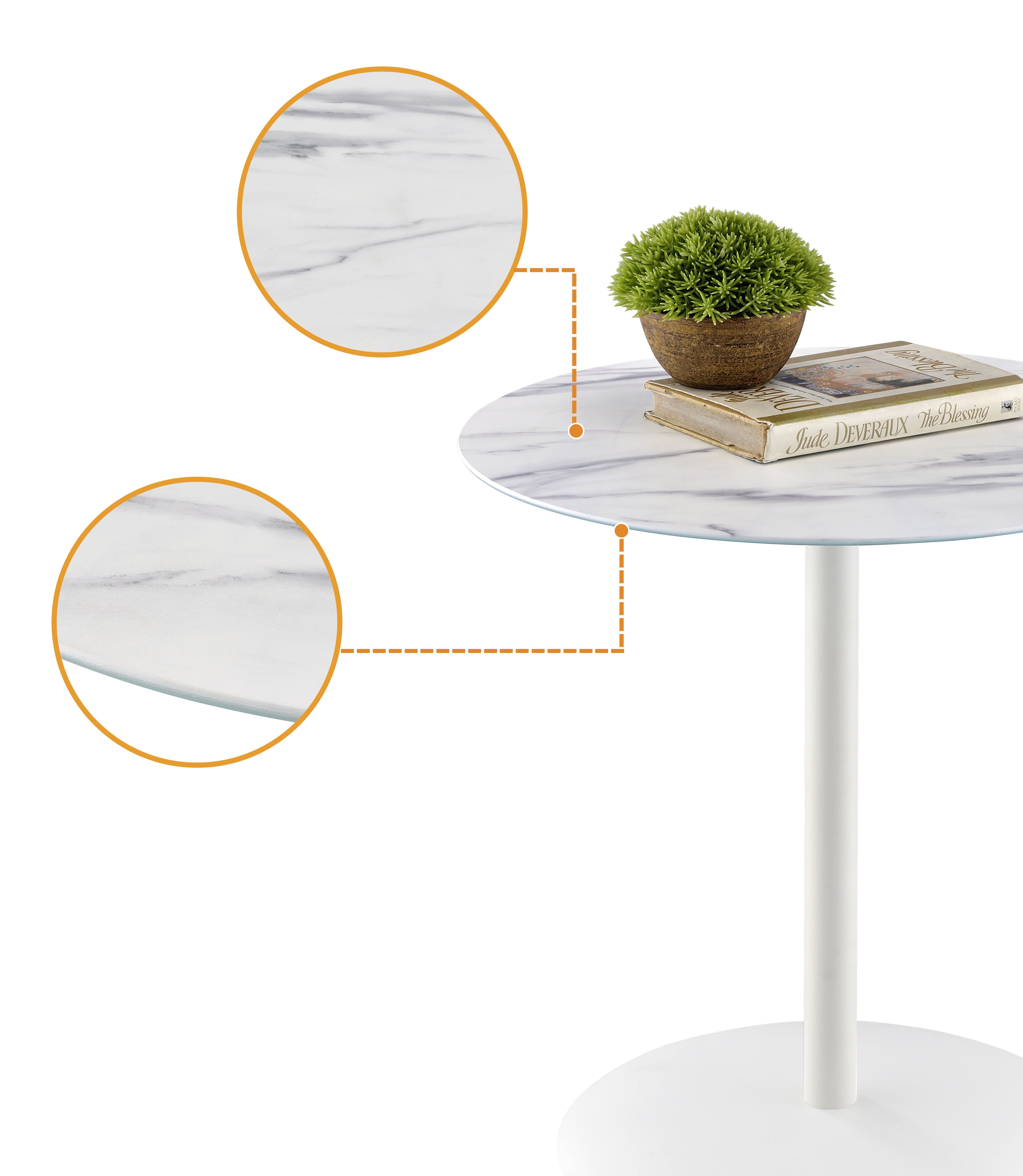 Circa - End Table With Marble Textured Top - White