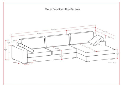 Charlie - Deep Seater Right Sectional Sofa - Gray