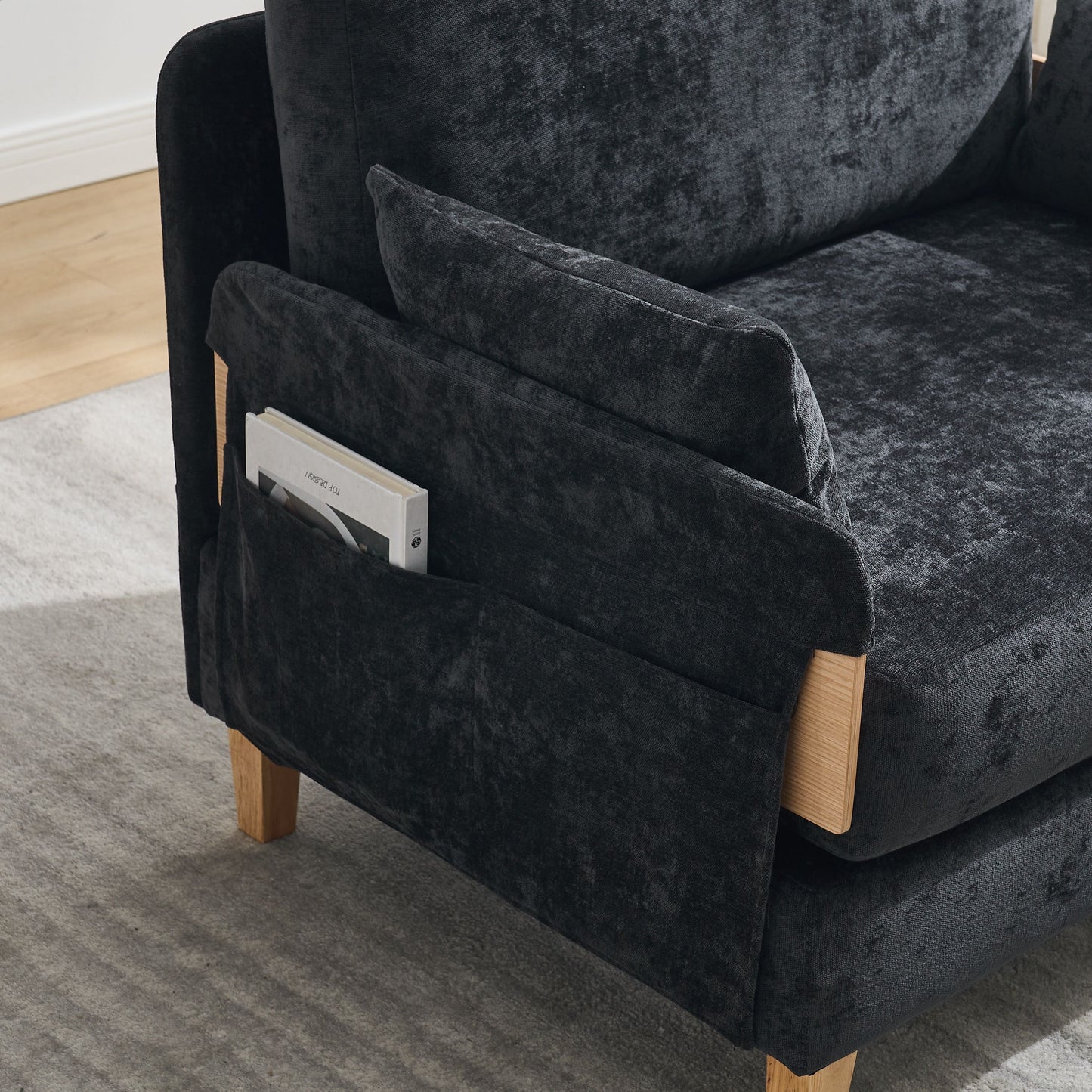Mid Century Modern Foldable Sofa Bed Recliner, 3 - 1 Convertible Sleeper With 3 Pillows For Small Spaces - Black