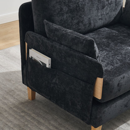 Mid Century Modern Foldable Sofa Bed Recliner, 3 - 1 Convertible Sleeper With 3 Pillows For Small Spaces - Black