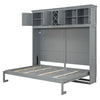 Queen Size Murphy Wall Bed With Top Cabinets & Wine Rack - Gray