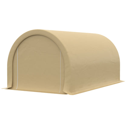 Outsunny - 10' x 16' Carport, Heavy Duty Portable Garage Storage Tent With Large Zippered Door, Anti-Uv Pe Canopy Cover For Car, Truck, Boat, Motorcycle, Bike, Garden Tools, Outdoor Work - Beige