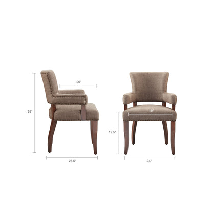 Arm Dining Chair With Nail Head Detailing - Brown / Espresso