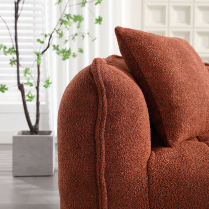Soft Beanbag Chair With High Resilience Foam Core For Two People, The Comfortable Square Recliner Sofa Is Ideal For Family Members And Friends Engaged In Games, Reading, Watching TV - Red / Brown