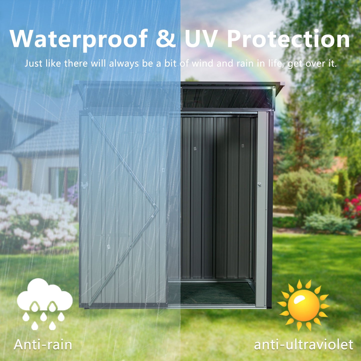 Tc53G Outdoor Metal Storage Shed Transparent Plate - Gray