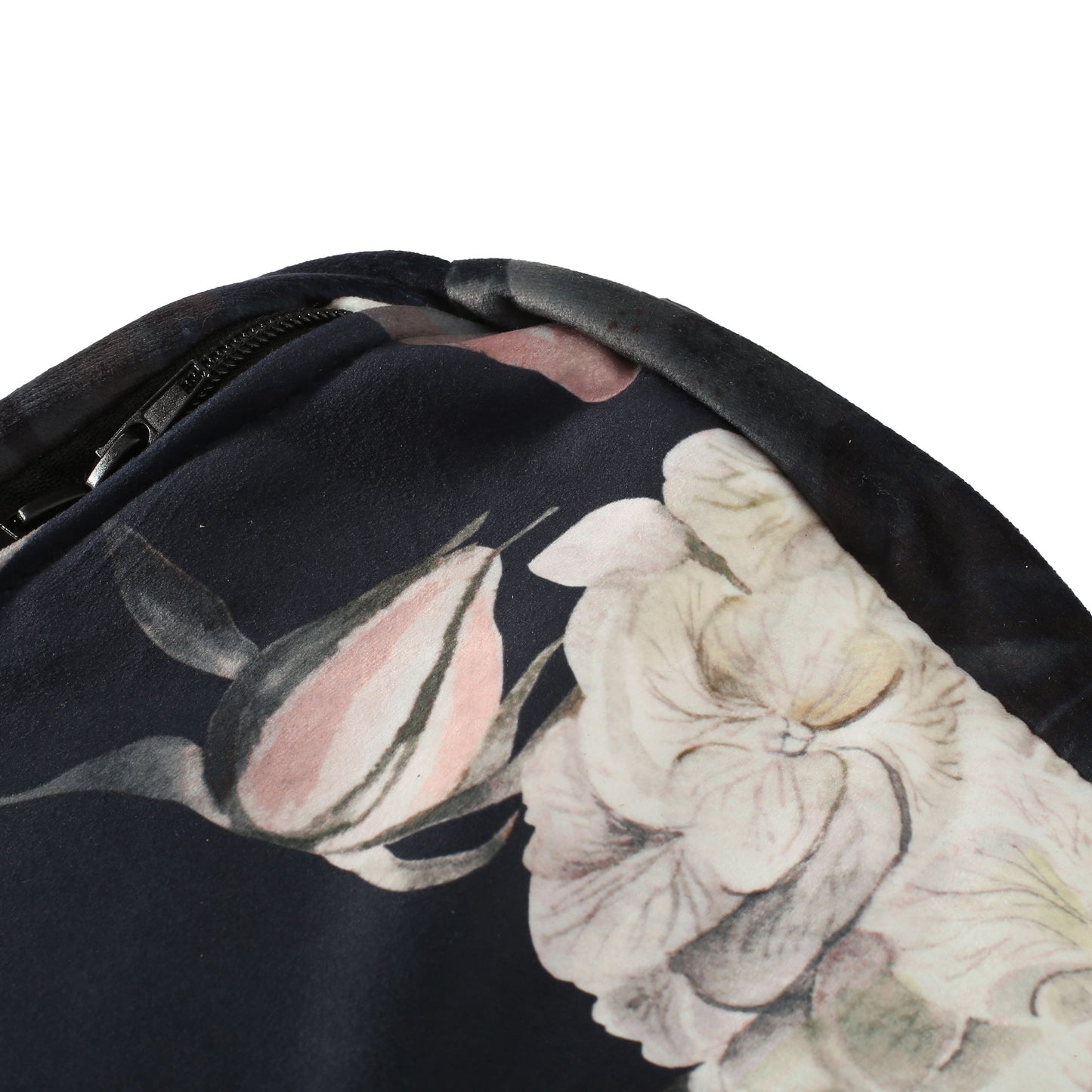 Hazel - Large Square Pouf, Versatile Ottoman Or Floor Cushion, Flower Print - Black