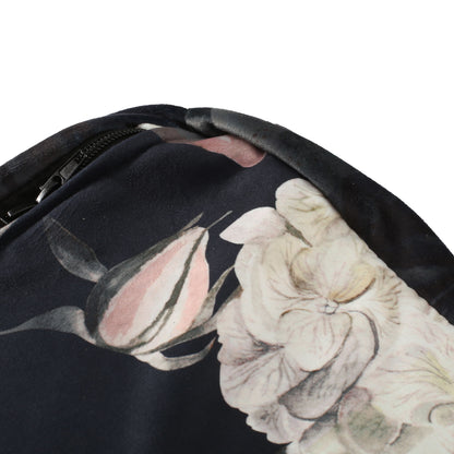 Hazel - Large Square Pouf, Versatile Ottoman Or Floor Cushion, Flower Print - Black
