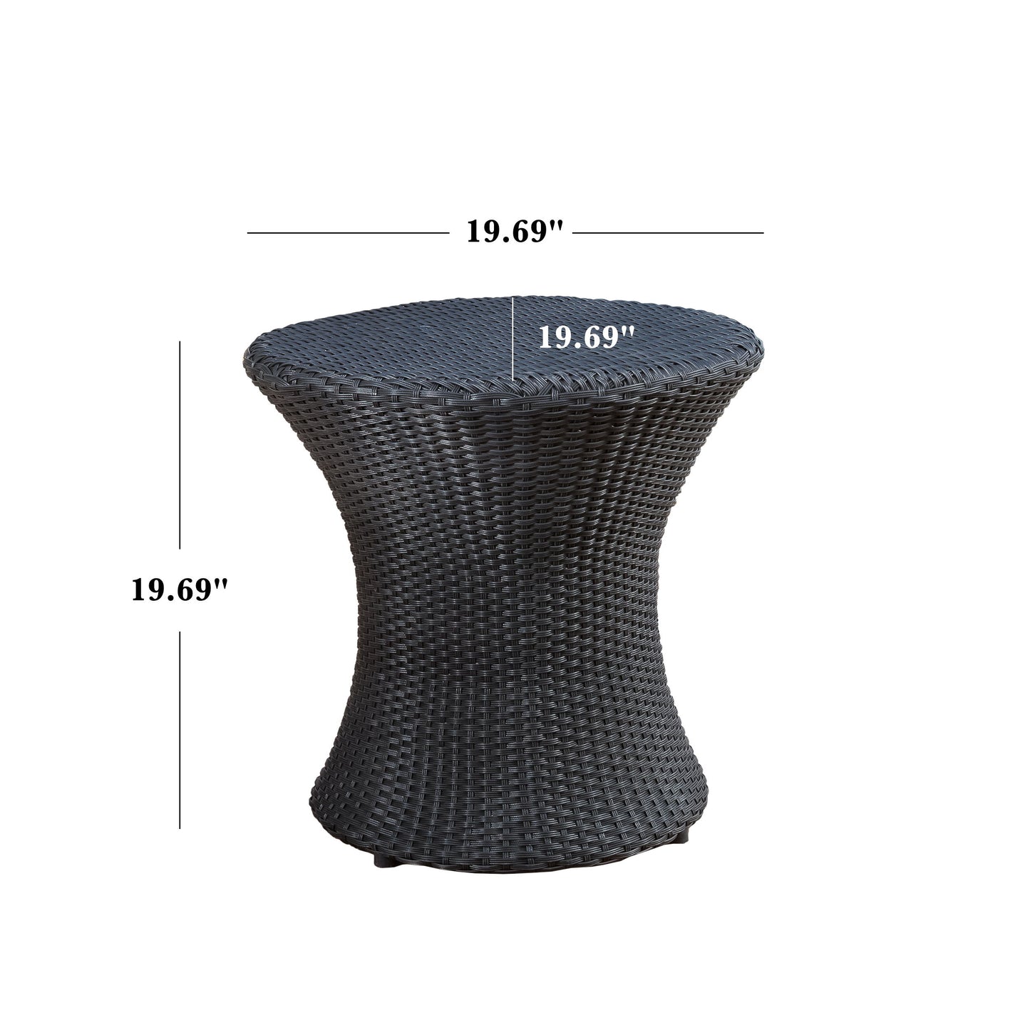 Thrive - Hourglass Rattan Table With No Glass Top - Black