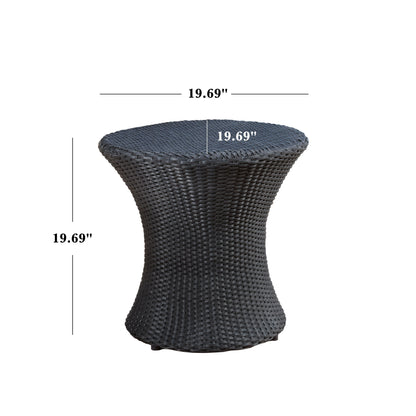 Thrive - Hourglass Rattan Table With No Glass Top - Black