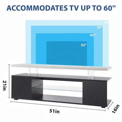 TV Stand For 60" TV LED Gaming Entertainment Center Media Storage Console Table With Large Side Cabinet For Living Room Black - Gray
