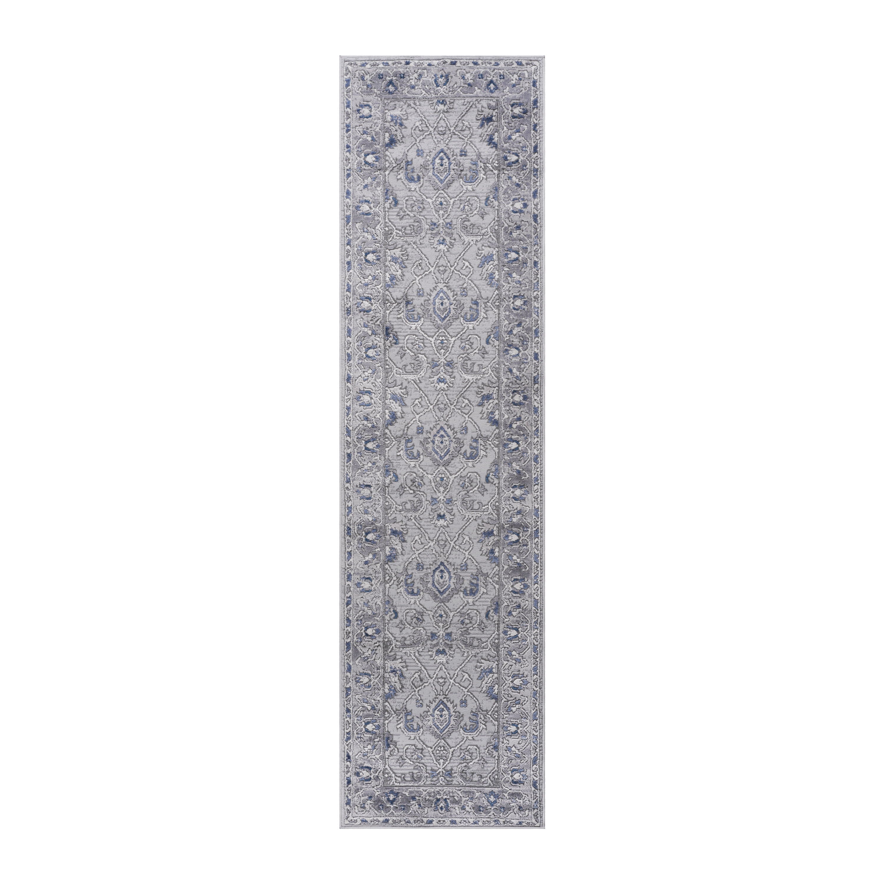 Marfi - 2' X 8' Oriental Runner Rug - Gray / Blue