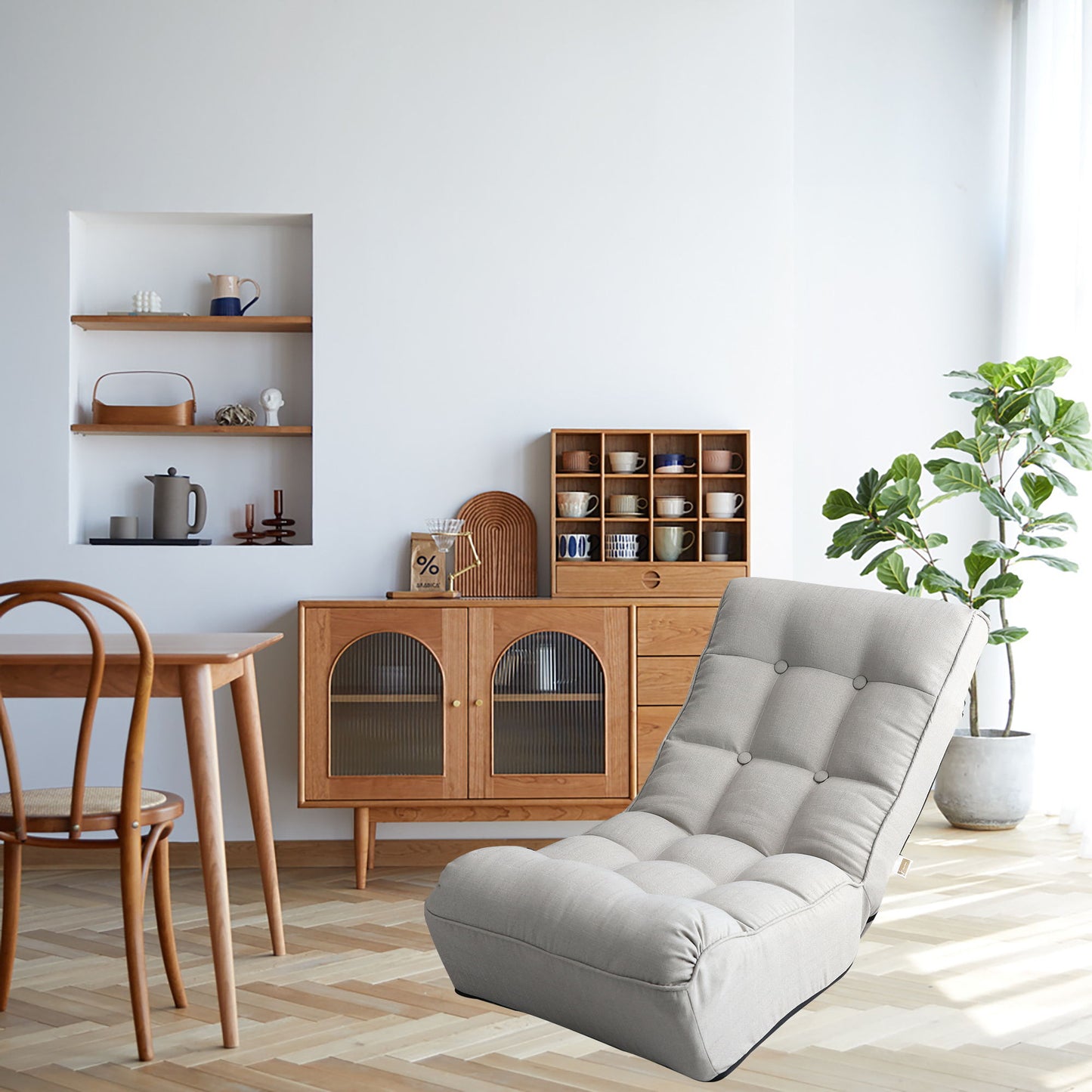 Single Sofa Reclining Japanese Chair Lazy Sofa Tatami Balcony Adjustable Chair - Gray