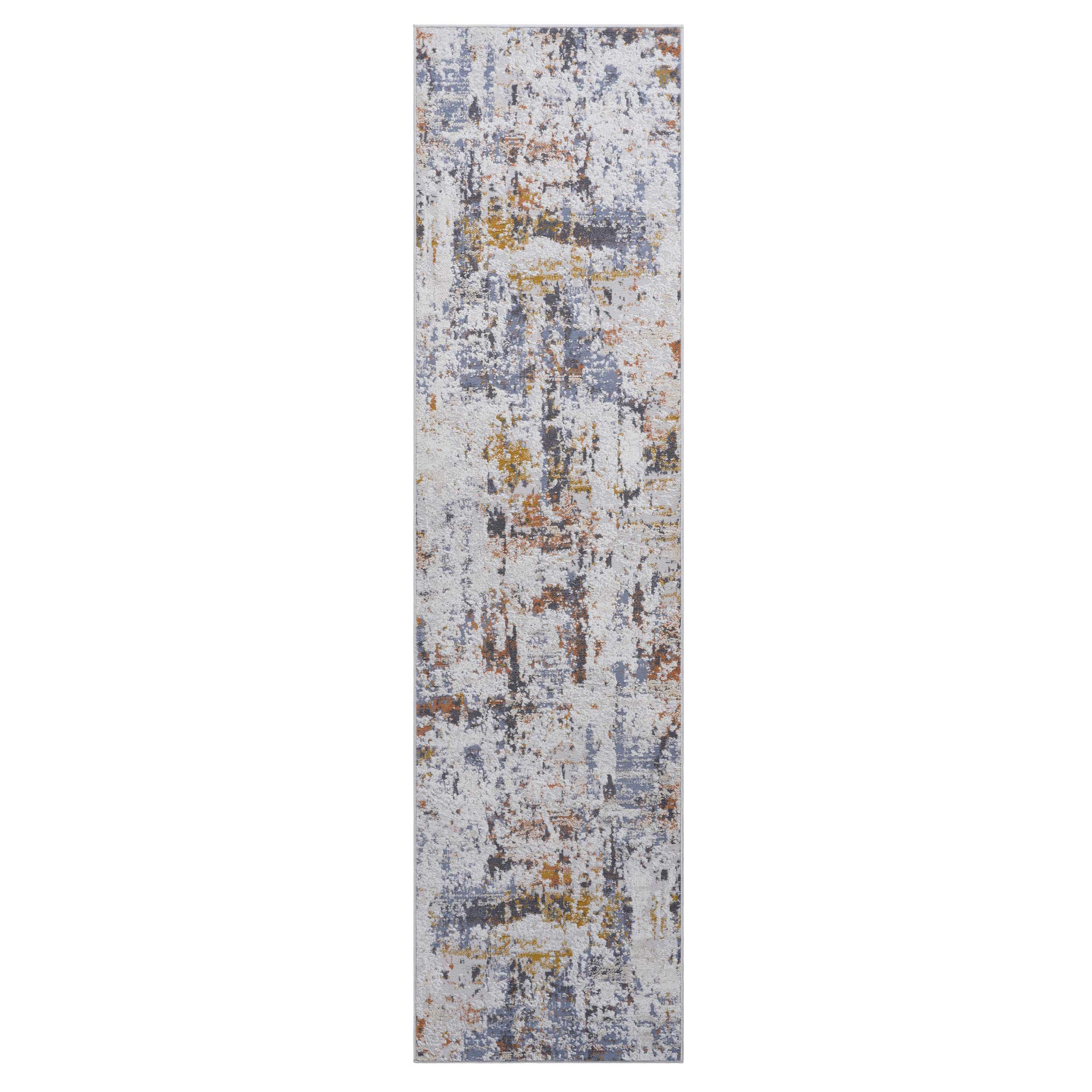 Payas - 2' X 8' Abstract Runner Rug - Ivory / Blue