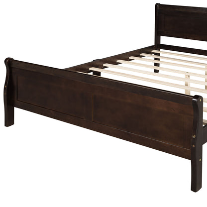 Full Size Platform Bed With Headboard And Slat Support - Espresso