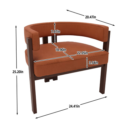 Modern Accent Chair Teddy Upholstered Armchair Open Back 3 Legs Barrel Dining Chair - Orange