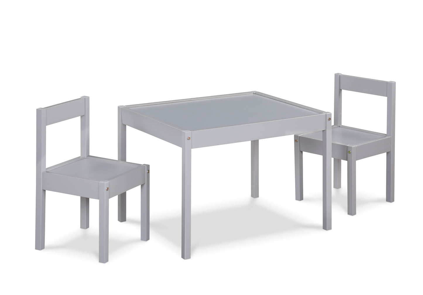 Della - 3-Piece Solid Wood Kids Table & Two Chair Set - Gray