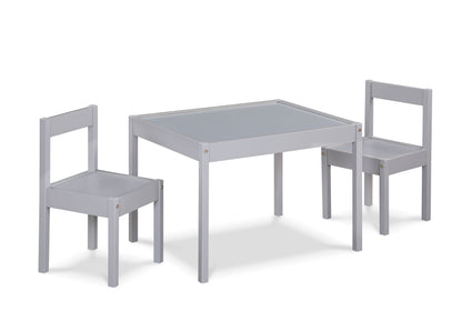 Della - 3-Piece Solid Wood Kids Table & Two Chair Set - Gray