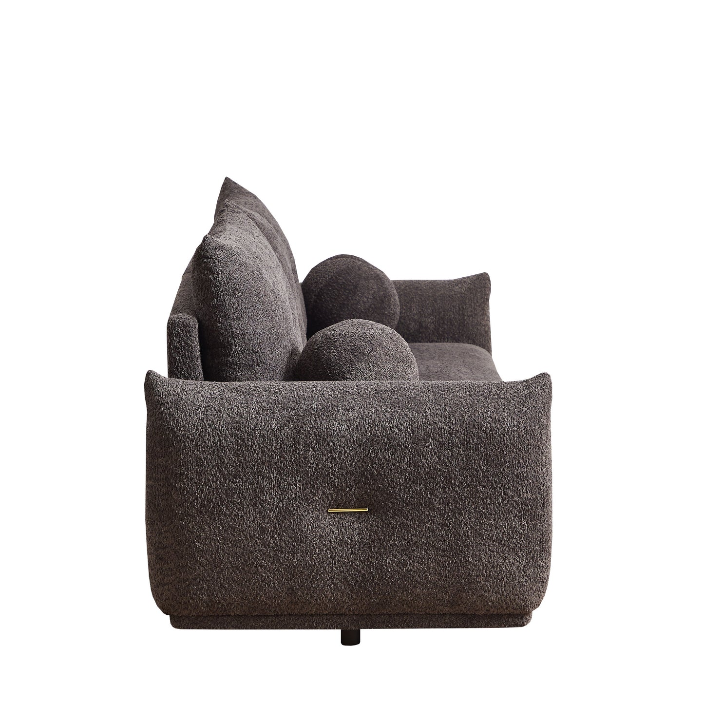 Lamb's Wool 2 Seater Cushion Sofa Comfortable Sofa For Living Room Bedroom And Other Casual Spaces Lamb's Wool Sofa With 2 Cushions And 2 Ball Pillows (Set of 2) - Gray