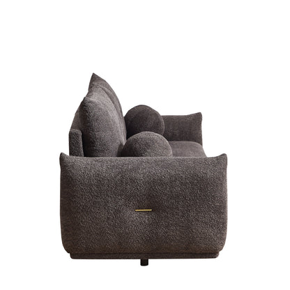 Lamb's Wool 2 Seater Cushion Sofa Comfortable Sofa For Living Room Bedroom And Other Casual Spaces Lamb's Wool Sofa With 2 Cushions And 2 Ball Pillows (Set of 2) - Gray