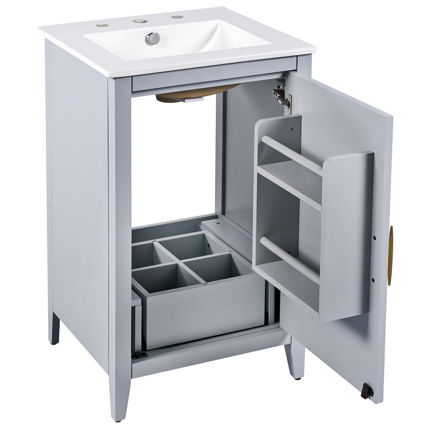 Modern 20.3" Bathroom Vanity With Sink And Functional Storage - Gray