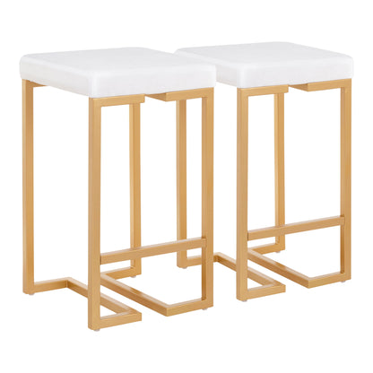 Midas - Contemporary / Glam Counter Stool (Set of 2) - Gold / White
