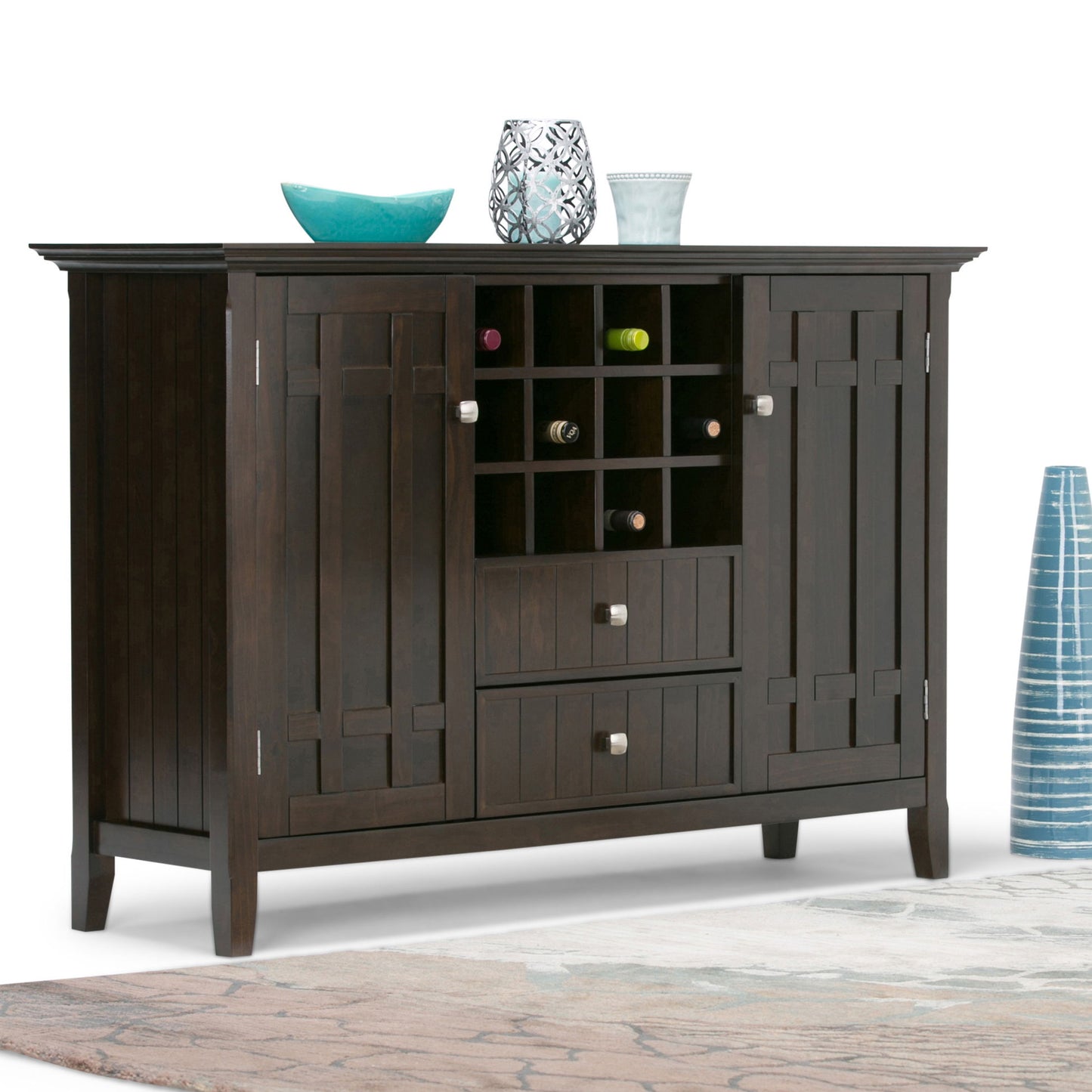 Bedford - Sideboard Buffet And Wine Rack - Dark Tobacco Brown