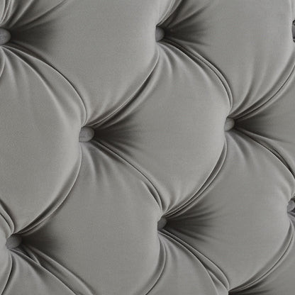 Brooklyn - King Tufted Panel Bed Headboard And Footboard Set - Opal Gray