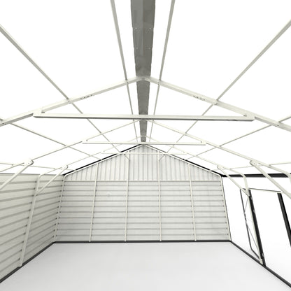 Double Garage Metal Shed With Side Entry Door, Can Storage Power Tools, Motorized Machinery, Farm Equipment, Pick Up Truck - Cream