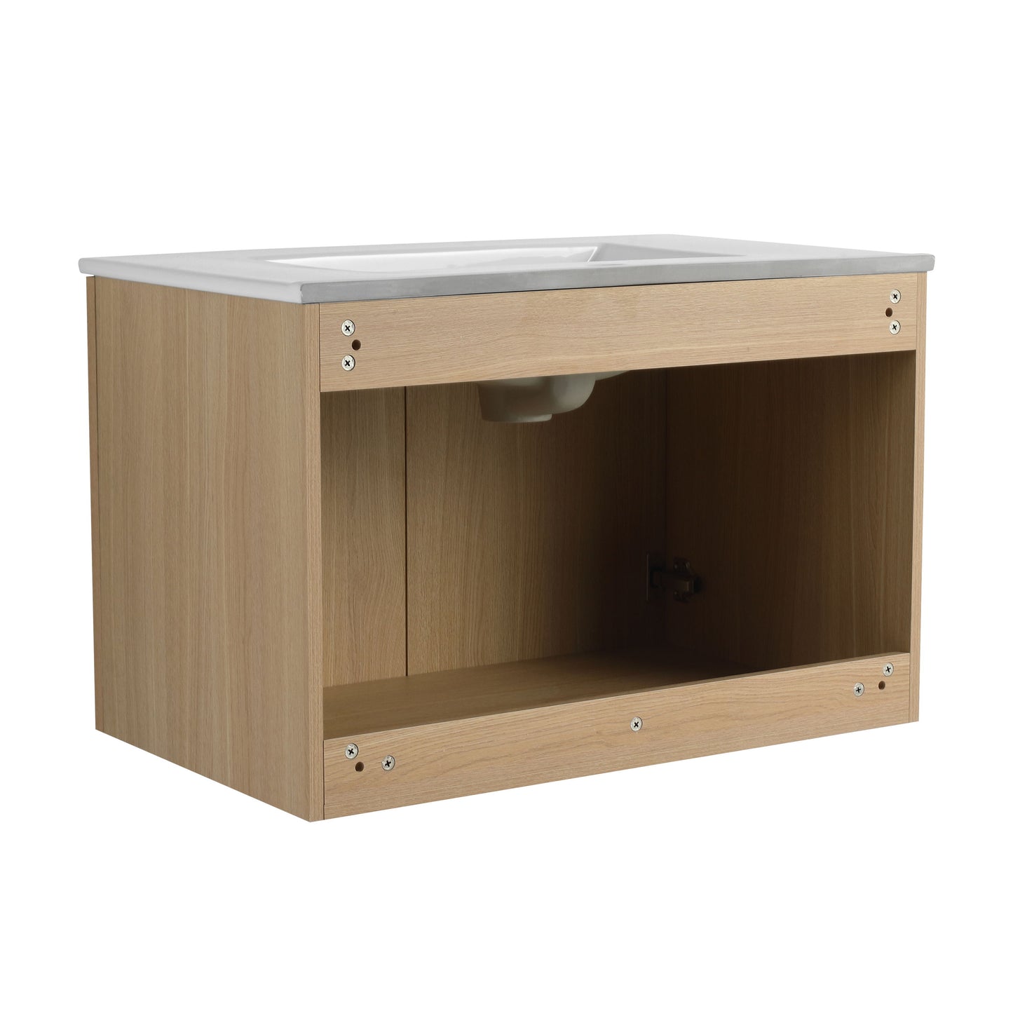 Modern 30" Wall Mounted Bathroom Vanity With Soft Closing Doors, Excluding Sink - Oak