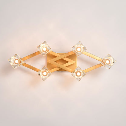6 Light Crystal Ceiling Light For Dining Room, Modern Ceiling Lamp With Light Fixture For Entryway, Lobby, Kitchen, Bedroom, Living Room, Conference Room, (6*G9 Bulbs Included) - Gold
