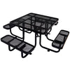 Square Outdoor Steel Picnic Table, With Umbrella Pole - Black
