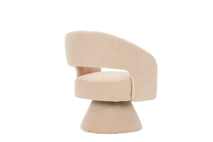 Swivel Accent Chair Armchair, Round Barrel Chair For Living Room Bedroom - Cream