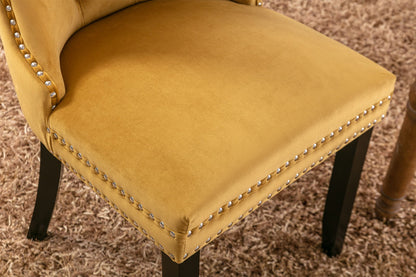 Nikki - Modern, High-End Tufted Solid Wood Contemporary Velvet Upholstered Dining Chair With Wood Legs Nailhead Trim (Set of 2) - Gold