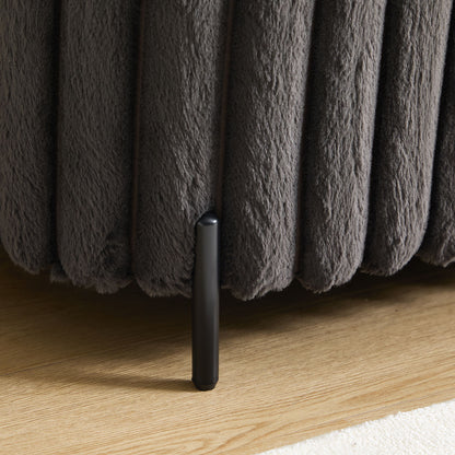 Charcoal Faux Fur Flip Top Storage Bench With Metal Legs, Wide Bed End Stool Foot Rest - Charcoal