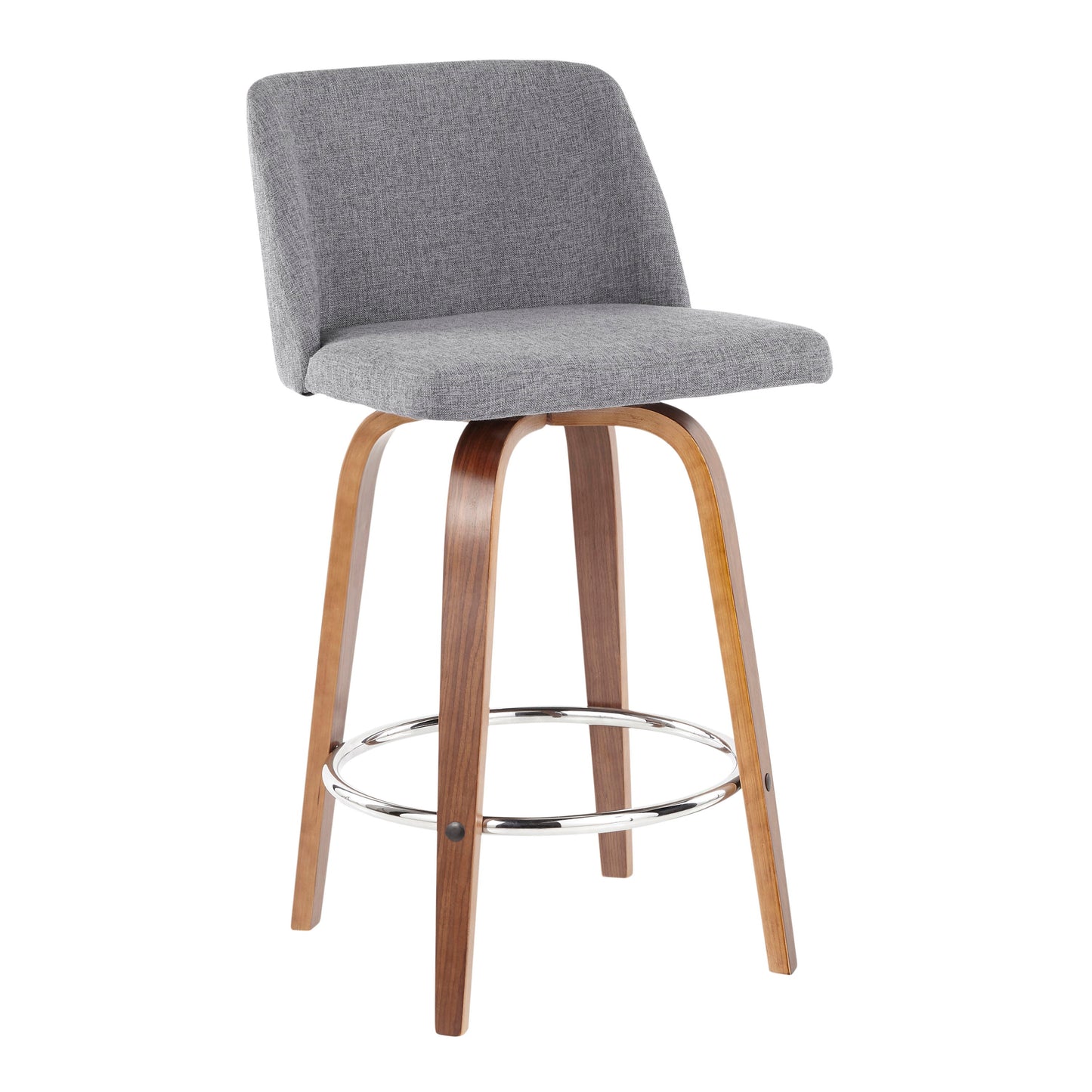 Toriano - Mid-Century Modern, Counter Stool (Set of 2) - Gray / Walnut