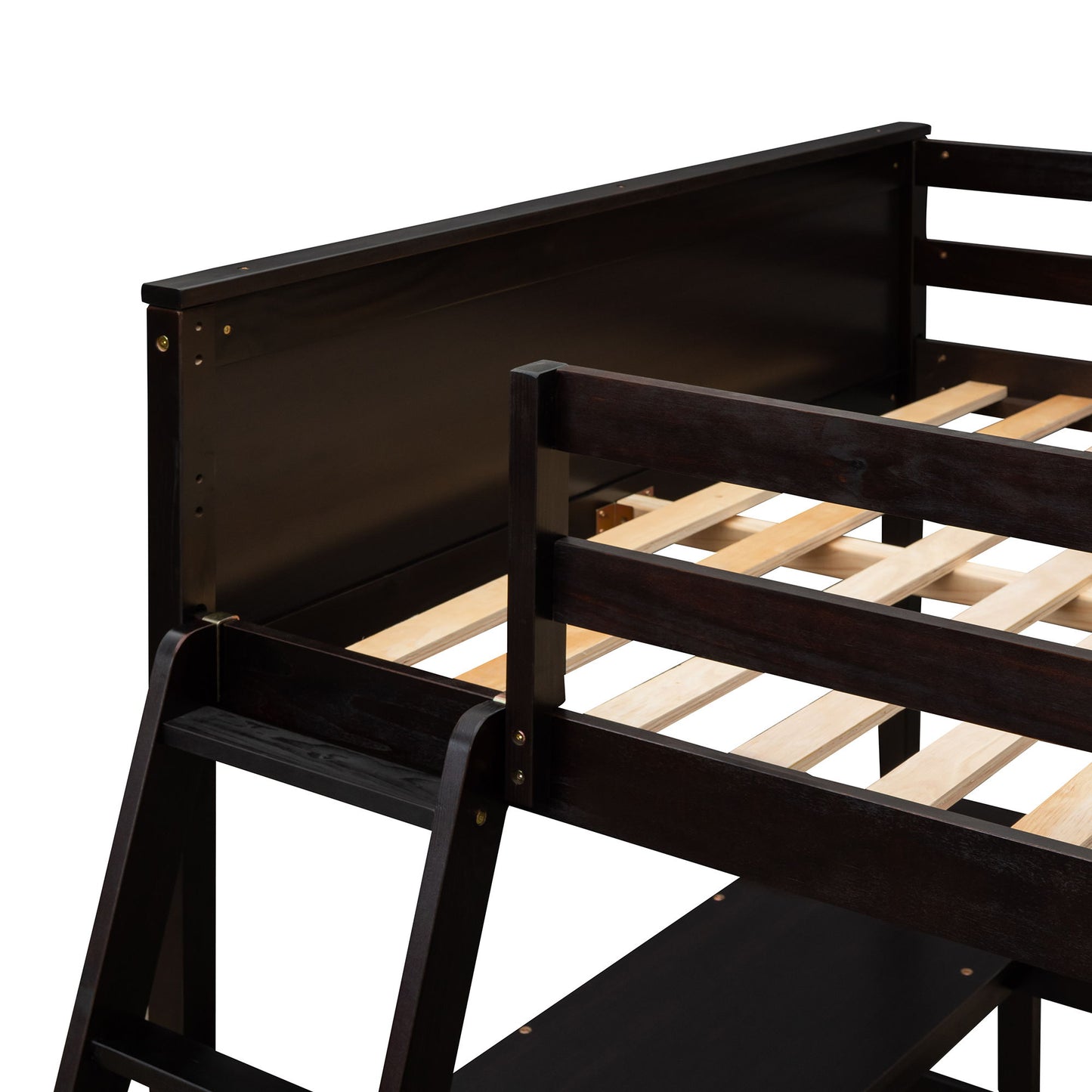 Full Size Loft Bed With Shelves With Desk - Espresso