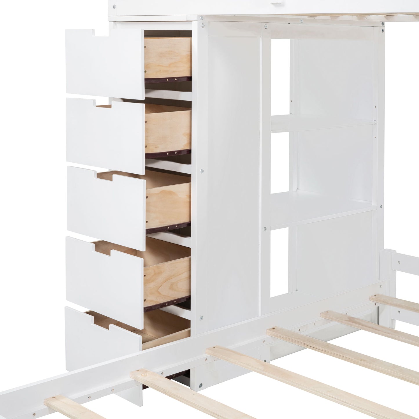 Twin Over Twin Bunk Bed With LED Light And USB Ports - White