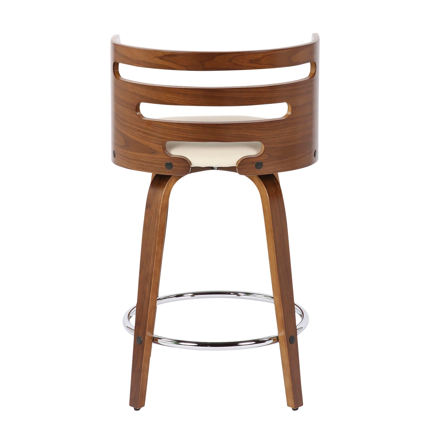 Cosini - Mid-Century Modern Counter Stool With Swivel (Set of 2) - Walnut / Cream