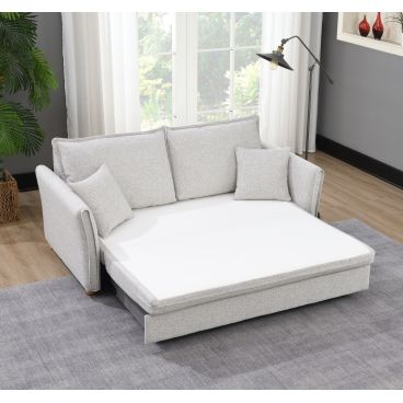 Oren - Chenille Sleeper Sectional Sofa With Storage 2 Toss Pillows - Gray