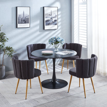 Modern Dining Chair (Set of 2) With Iron Tube Wood Color Legs, Shorthair Cushions And Comfortable Backrest, Suitable For Dining Room, Living Room, Cafe, Simple Structure - Gray
