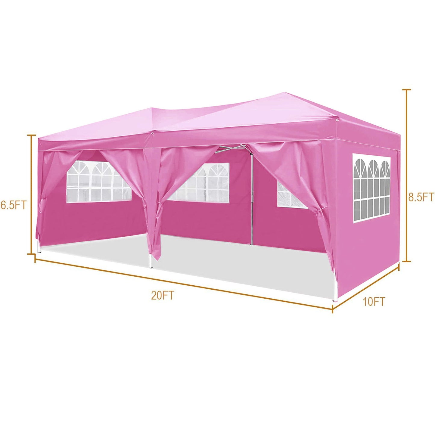 10'X20' Folding Canopy With 6 Removable Sidewalls Outdoor Event Shelter UPF 50+ Gazebo Portable Tents For Parties Beach Camping Wedding Ez Pop Up Canopy - Pink