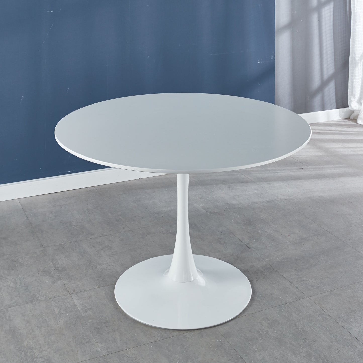 Tulip Table Mid-Century Dining Table For 4-6 People With Round MDF Table Top, Pedestal Dining Table, End Table Leisure Coffee Table - White