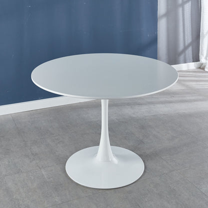 Tulip Table Mid-Century Dining Table For 4-6 People With Round MDF Table Top, Pedestal Dining Table, End Table Leisure Coffee Table - White