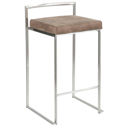 Fuji - Contemporary Stackable Counter Stool (Set of 2) - Brown