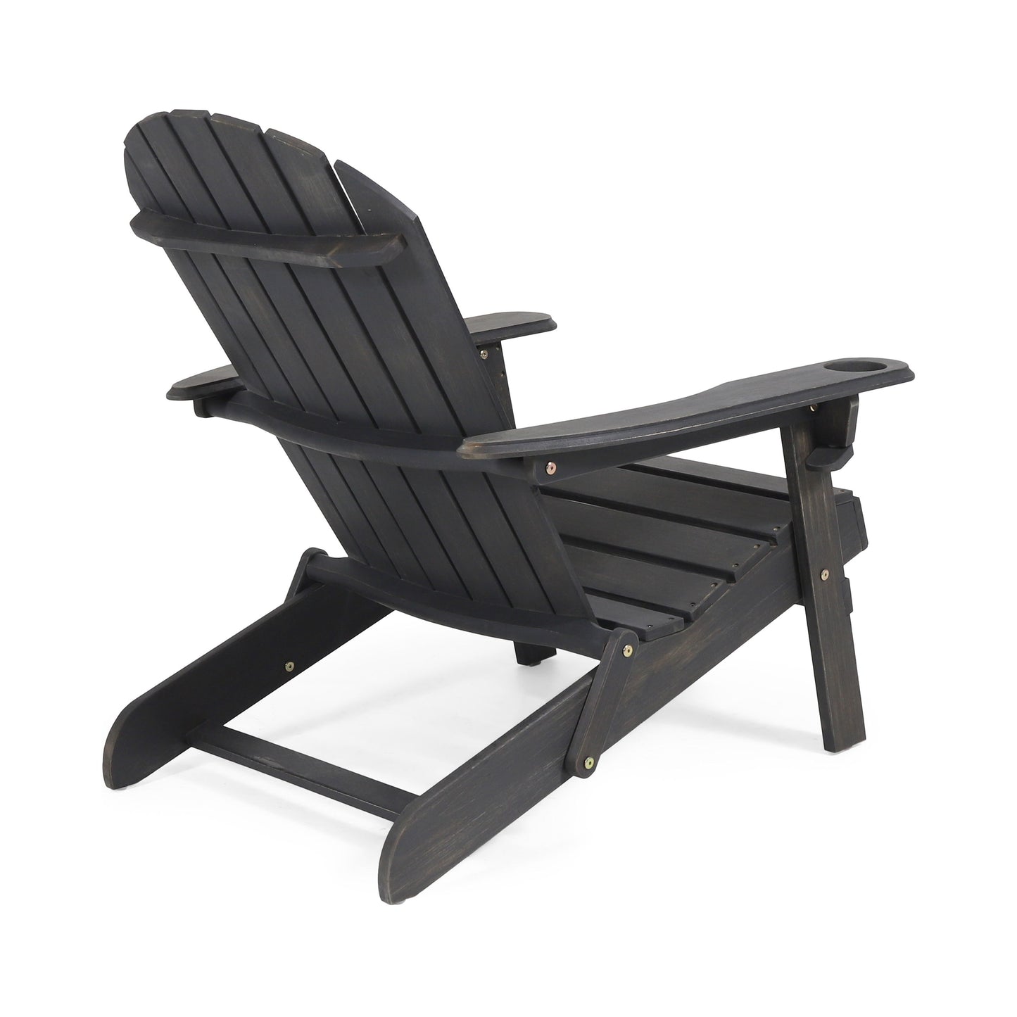 Zenithia - Outdoor Foldable Adirondack Chair With 2 Cup Holders - Dark Gray