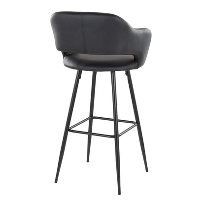 Margarite - Contemporary Fixed Height BarStool With Square Footrest (Set of 2) - Black