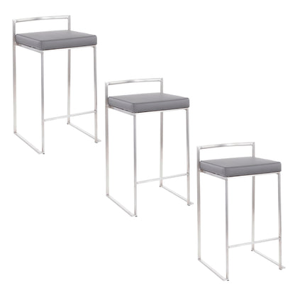 Fuji - Contemporary Stackable Counter Stool (Set of 3) - Gray