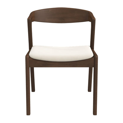 Dakota - Velvet Dining Chair (Set of 2) - Cream White / Dark Brown